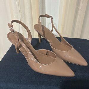 👠 Calvin Klein Nude Patent Slingback Heels – Size 11 – 3” Heel